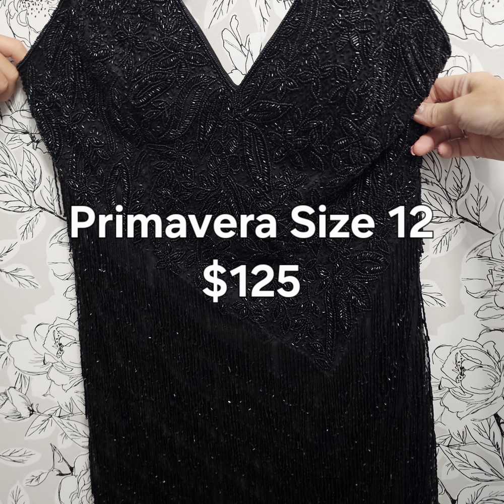 Primavera Couture Black Beaded Gown